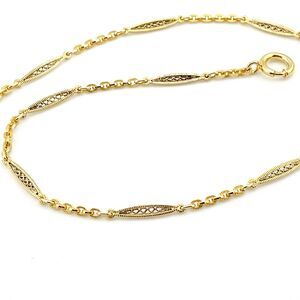 Antique Gold Filled Pocket Watch Chain Zig Zag Bar Link Ridged Texture 13 In